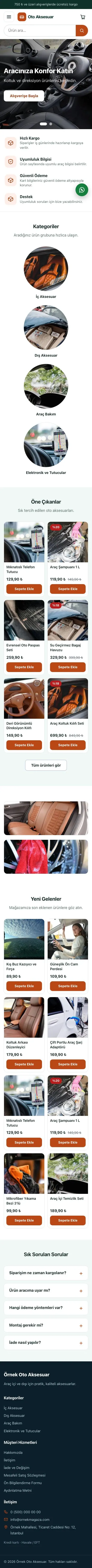 Vitrin Petrol Turuncu – Oto Aksesuar Mağazası E-ticaret Sitesi mobil görünümü