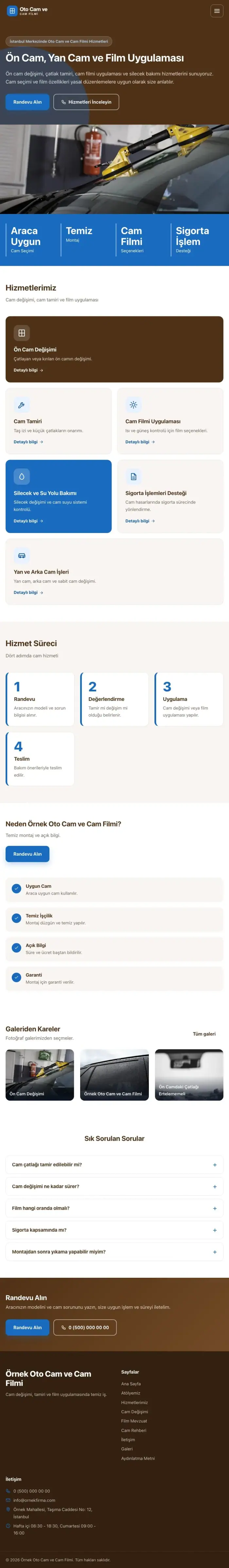 Blok Kahve Mavi – Oto Cam ve Cam Filmi Web Sitesi tablet görünümü