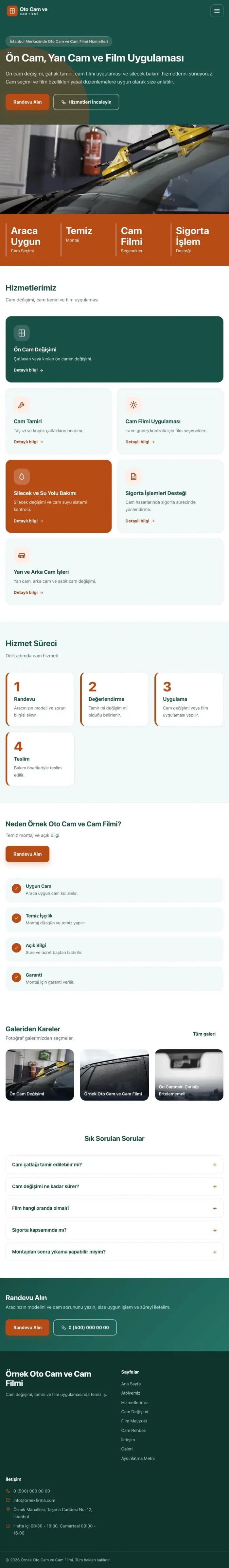Blok Petrol Turuncu – Oto Cam ve Cam Filmi Web Sitesi tablet görünümü