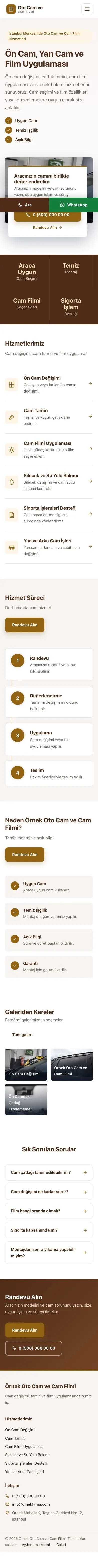 Bölünmüş Kahve Turuncu – Oto Cam ve Cam Filmi Web Sitesi mobil görünümü
