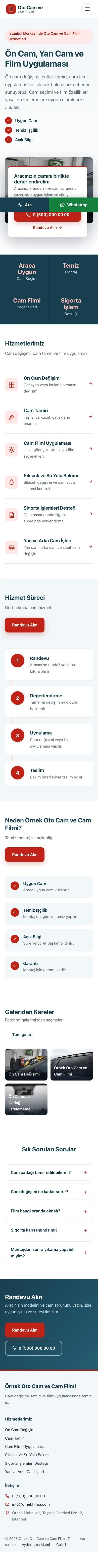 Bölünmüş Mavi Kırmızı – Oto Cam ve Cam Filmi Web Sitesi mobil görünümü