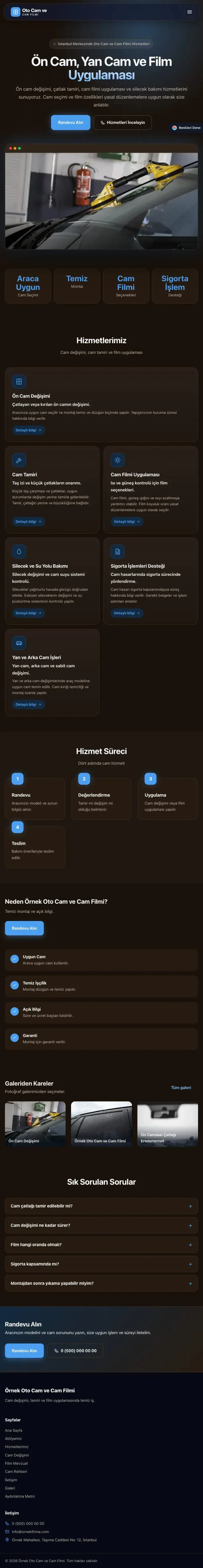 Koyu Modern Kahve Mavi – Oto Cam ve Cam Filmi Web Sitesi tablet görünümü