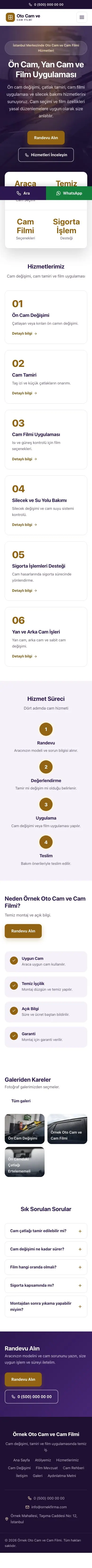 Merkez Mor Turuncu – Oto Cam ve Cam Filmi Web Sitesi mobil görünümü