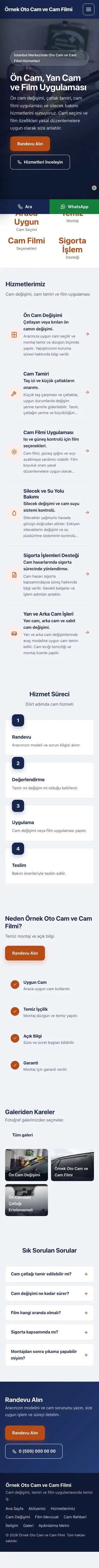 Sol Menü Mavi Turuncu – Oto Cam ve Cam Filmi Web Sitesi mobil görünümü