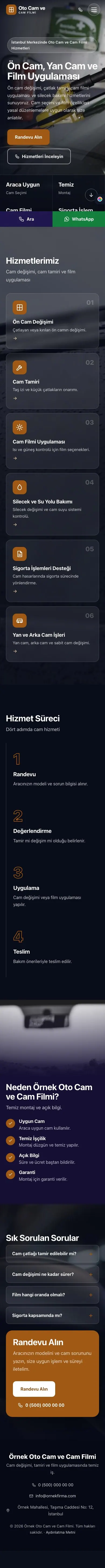 Tam Ekran Lacivert Turuncu – Oto Cam ve Cam Filmi Web Sitesi mobil görünümü