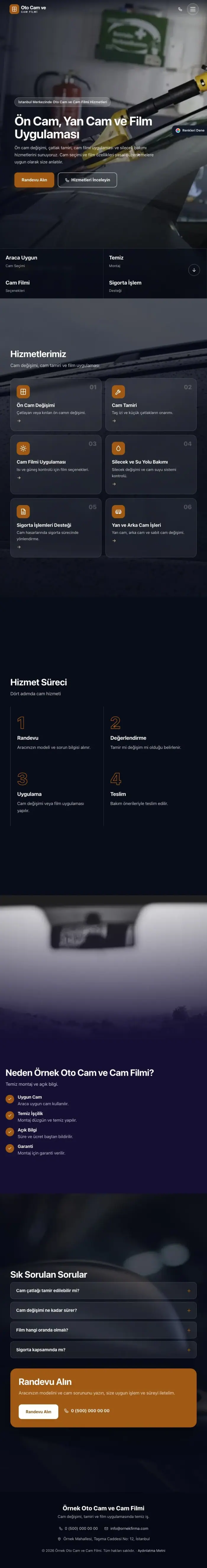 Tam Ekran Lacivert Turuncu – Oto Cam ve Cam Filmi Web Sitesi tablet görünümü
