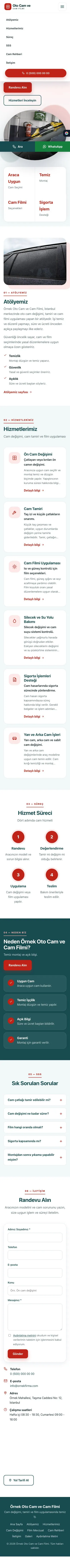 Tek Sayfa Petrol Kırmızı – Oto Cam ve Cam Filmi Web Sitesi mobil görünümü
