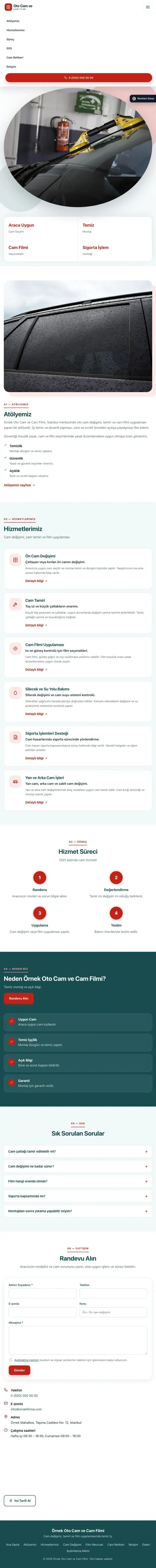 Tek Sayfa Petrol Kırmızı – Oto Cam ve Cam Filmi Web Sitesi tablet görünümü