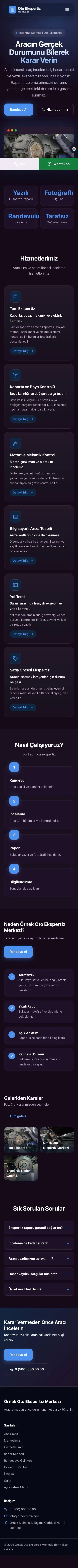 Koyu Modern Mor Mavi – Oto Ekspertiz Web Sitesi mobil görünümü