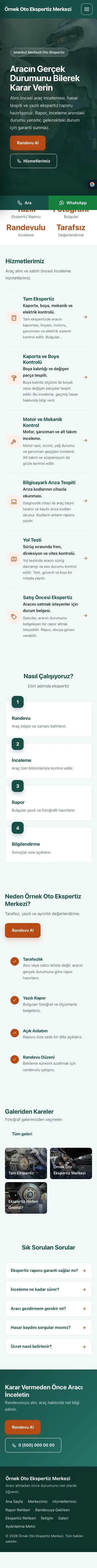 Sol Menü Petrol Turuncu – Oto Ekspertiz Web Sitesi mobil görünümü