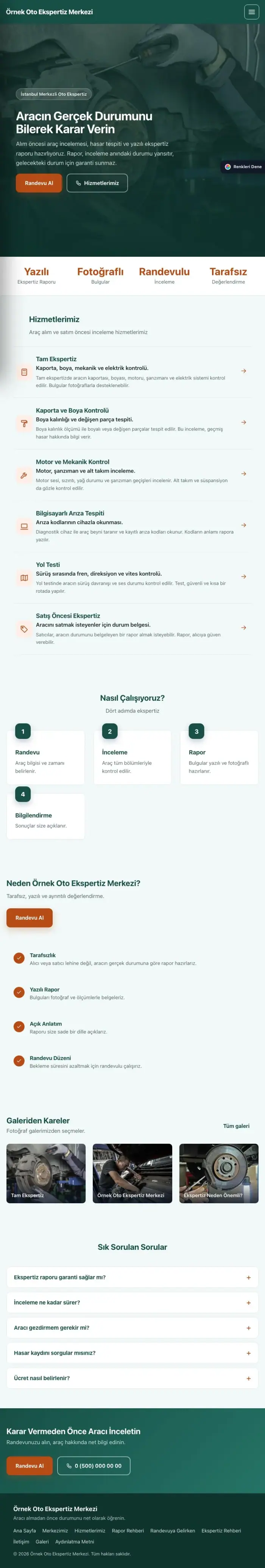 Sol Menü Petrol Turuncu – Oto Ekspertiz Web Sitesi tablet görünümü