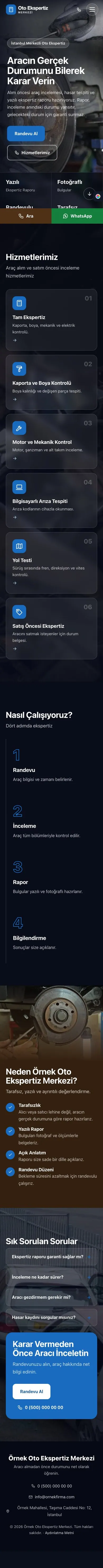 Tam Ekran Kahve Mavi – Oto Ekspertiz Web Sitesi mobil görünümü