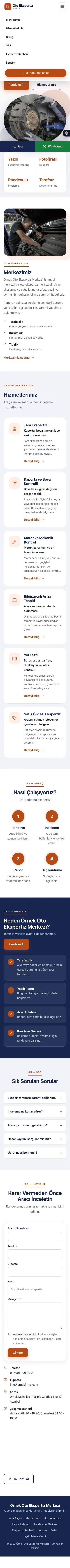 Tek Sayfa Mavi Turuncu – Oto Ekspertiz Web Sitesi mobil görünümü