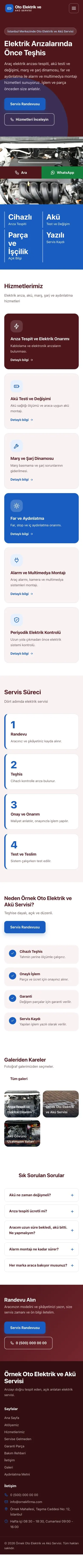 Blok Bordo Mavi – Oto Elektrik ve Akü Servisi Web Sitesi mobil görünümü