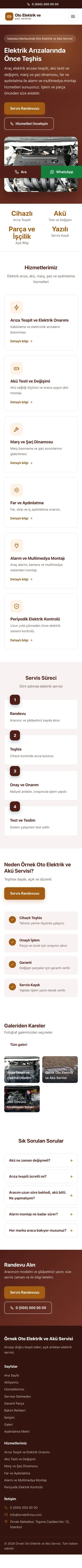 Klasik Bordo Turuncu – Oto Elektrik ve Akü Servisi Web Sitesi mobil görünümü