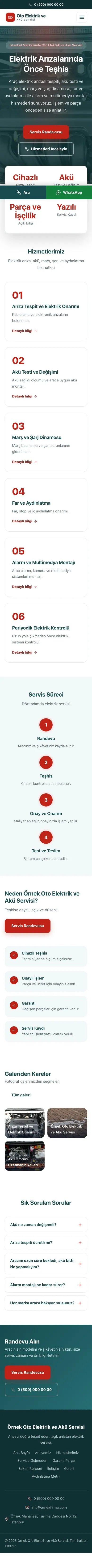 Merkez Petrol Kırmızı – Oto Elektrik ve Akü Servisi Web Sitesi mobil görünümü