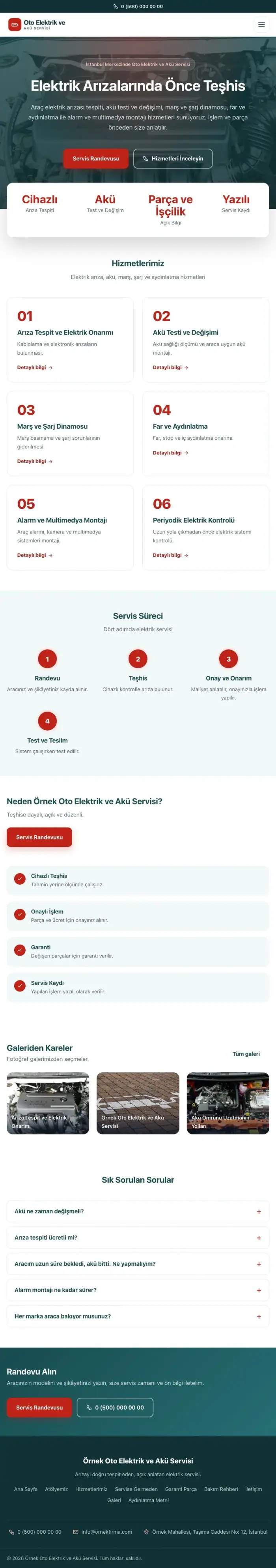 Merkez Petrol Kırmızı – Oto Elektrik ve Akü Servisi Web Sitesi tablet görünümü