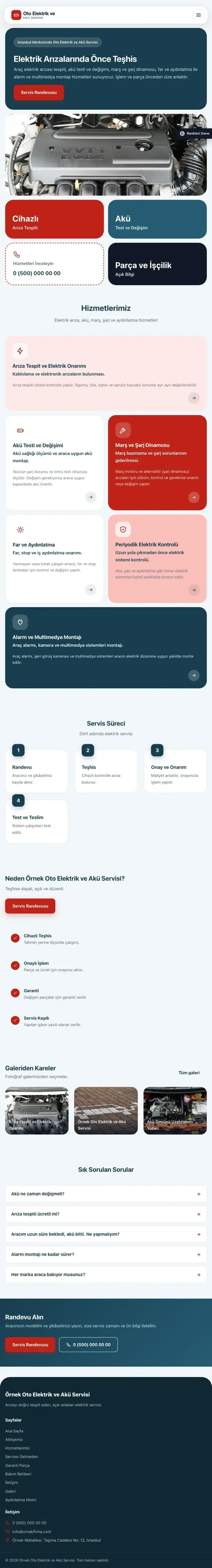 Mozaik Mavi Kırmızı – Oto Elektrik ve Akü Servisi Web Sitesi tablet görünümü