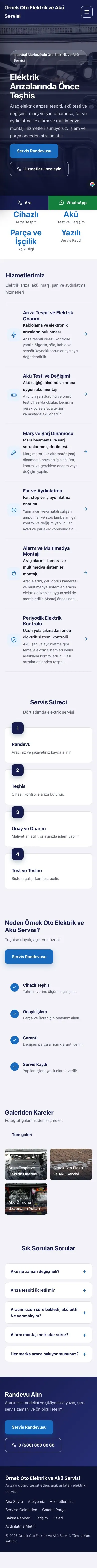 Sol Menü Lacivert Mavi – Oto Elektrik ve Akü Servisi Web Sitesi mobil görünümü