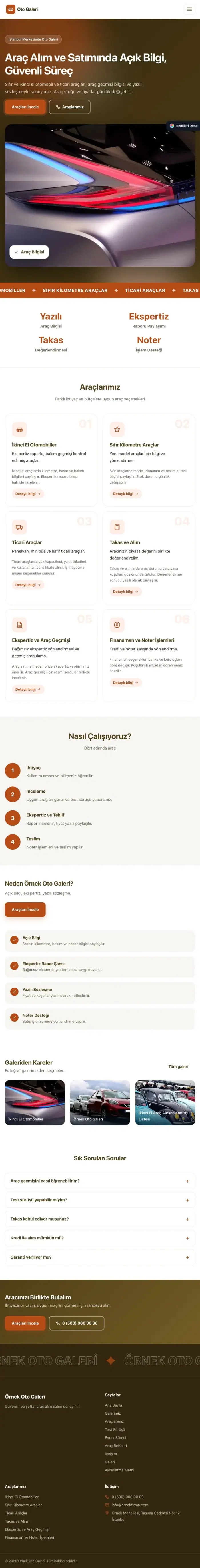 Hareketli Kahve Turuncu – Oto Galeri Web Sitesi tablet görünümü