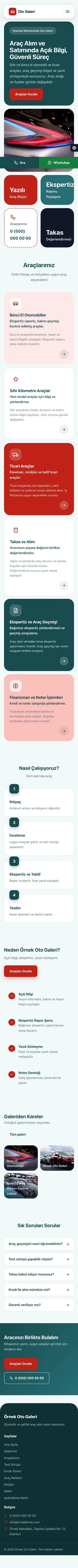 Mozaik Petrol Kırmızı – Oto Galeri Web Sitesi mobil görünümü