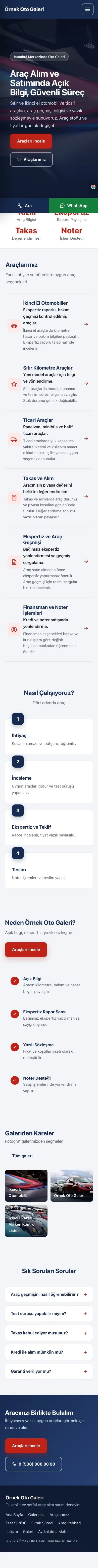 Sol Menü Mavi Kırmızı – Oto Galeri Web Sitesi mobil görünümü
