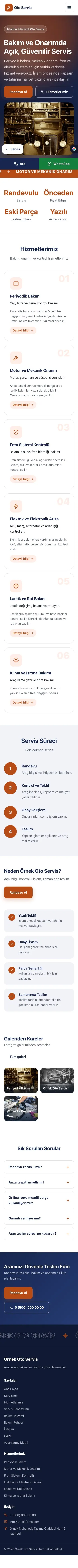 Hareketli Mavi Turuncu – Oto Servis Web Sitesi mobil görünümü