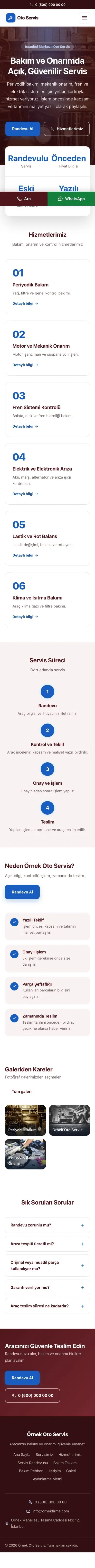 Merkez Bordo Mavi – Oto Servis Web Sitesi mobil görünümü