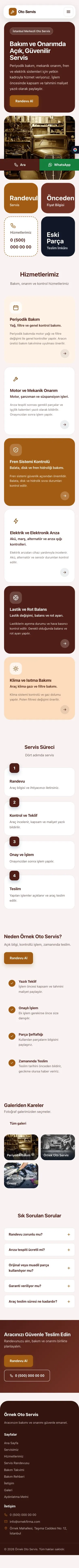 Mozaik Bordo Turuncu – Oto Servis Web Sitesi mobil görünümü