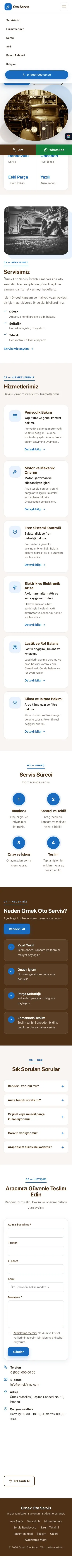 Tek Sayfa Kahve Mavi – Oto Servis Web Sitesi mobil görünümü