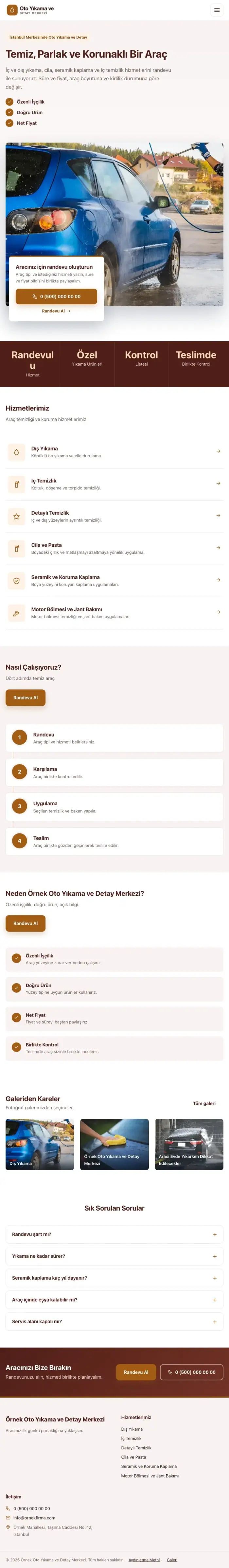 Bölünmüş Bordo Turuncu – Oto Yıkama Web Sitesi tablet görünümü
