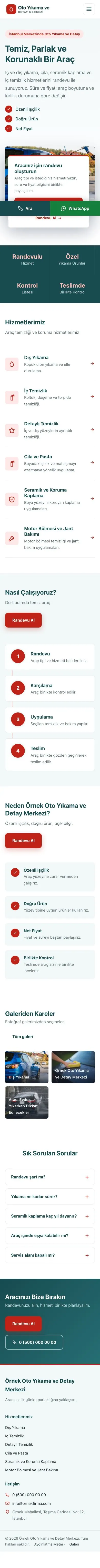 Bölünmüş Petrol Kırmızı – Oto Yıkama Web Sitesi mobil görünümü