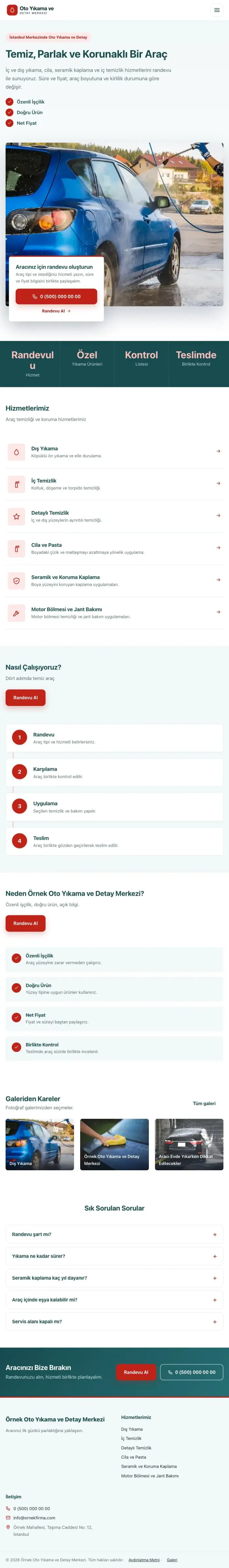 Bölünmüş Petrol Kırmızı – Oto Yıkama Web Sitesi tablet görünümü