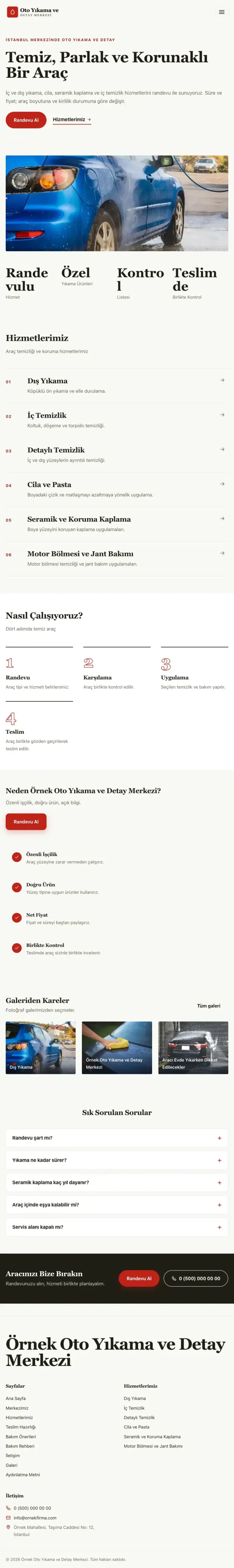 Editoryal Zeytin Kırmızı – Oto Yıkama Web Sitesi tablet görünümü