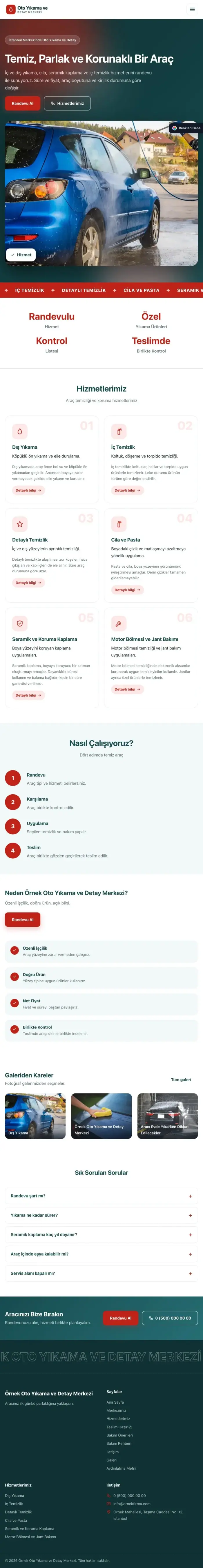 Hareketli Petrol Kırmızı – Oto Yıkama Web Sitesi tablet görünümü