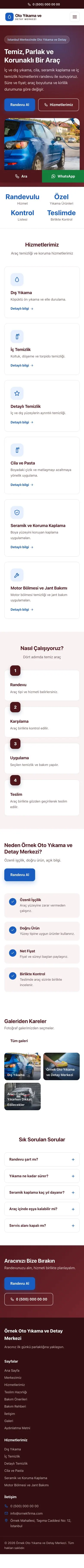 Klasik Bordo Mavi – Oto Yıkama Web Sitesi mobil görünümü