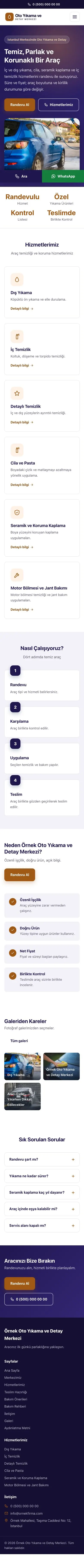 Klasik Lacivert Turuncu – Oto Yıkama Web Sitesi mobil görünümü