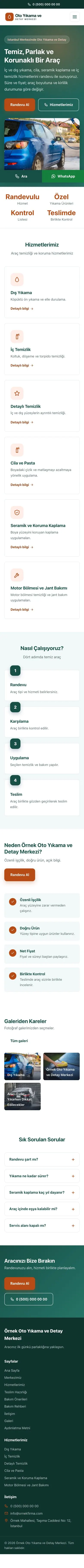 Klasik Petrol Turuncu – Oto Yıkama Web Sitesi mobil görünümü