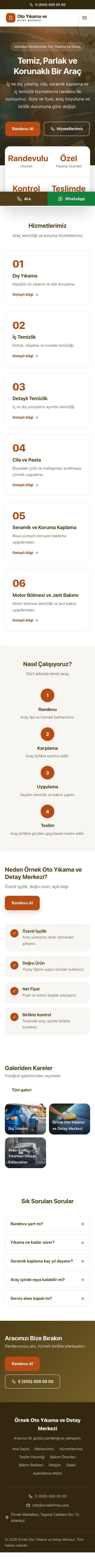 Merkez Kahve Turuncu – Oto Yıkama Web Sitesi mobil görünümü