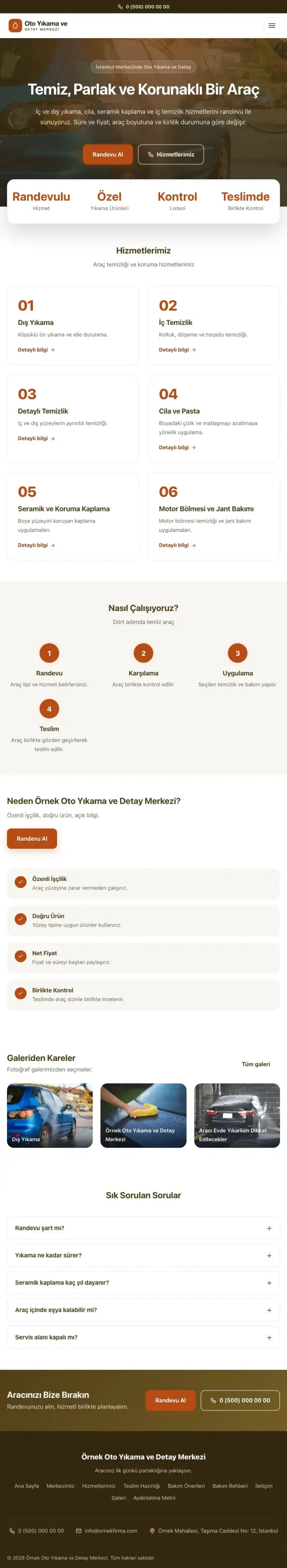 Merkez Kahve Turuncu – Oto Yıkama Web Sitesi tablet görünümü