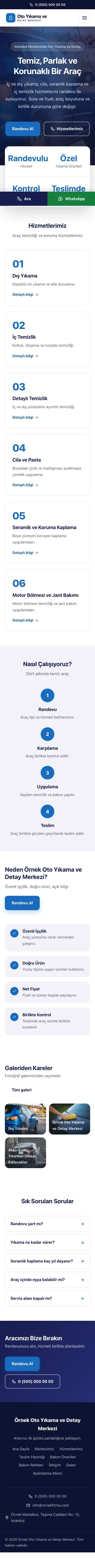 Merkez Lacivert Mavi – Oto Yıkama Web Sitesi mobil görünümü