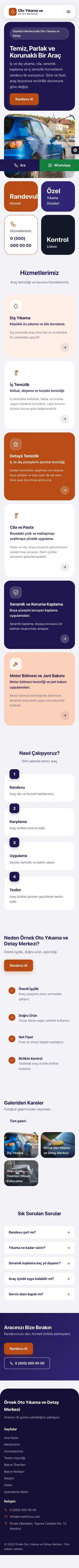 Mozaik Lacivert Turuncu – Oto Yıkama Web Sitesi mobil görünümü