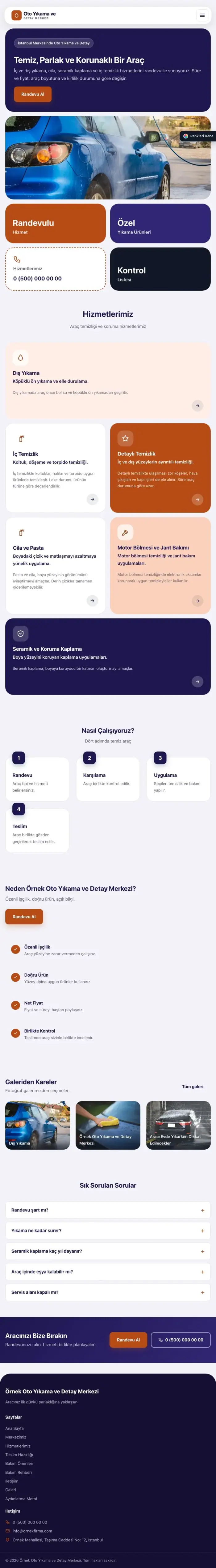 Mozaik Lacivert Turuncu – Oto Yıkama Web Sitesi tablet görünümü