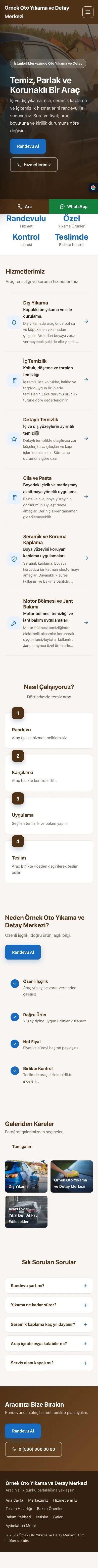 Sol Menü Kahve Mavi – Oto Yıkama Web Sitesi mobil görünümü