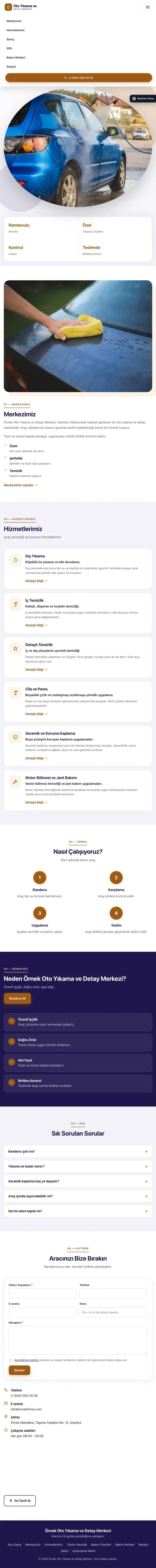 Tek Sayfa Lacivert Turuncu – Oto Yıkama Web Sitesi tablet görünümü