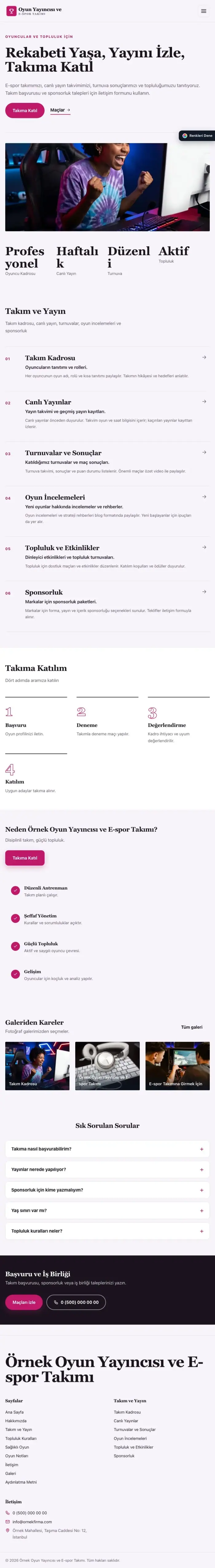 Dergi Editoryal Mor Pembe – Oyun Yayıncısı ve E-spor Takımı Web Sitesi tablet görünümü