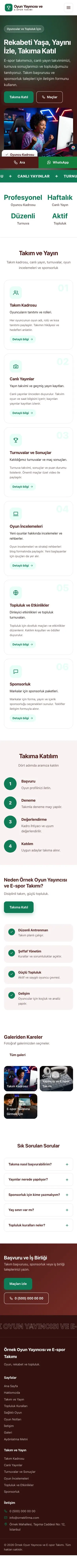 Hareketli Bordo Turkuaz – Oyun Yayıncısı ve E-spor Takımı Web Sitesi mobil görünümü