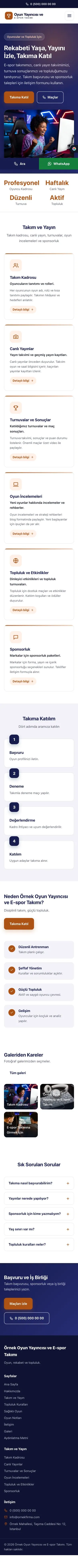 Klasik Lacivert Turuncu – Oyun Yayıncısı ve E-spor Takımı Web Sitesi mobil görünümü