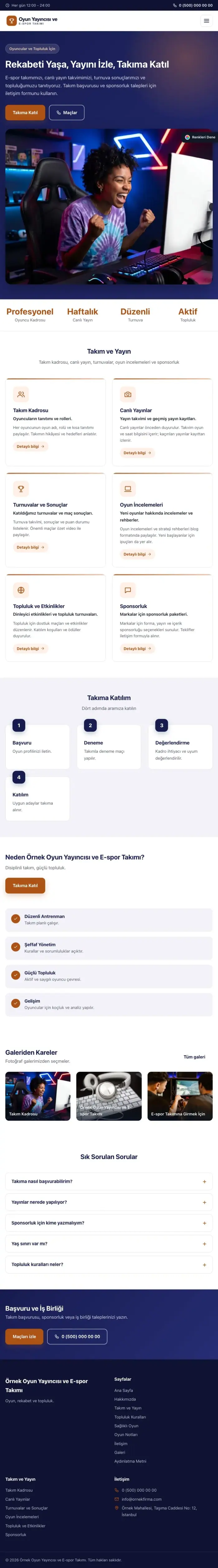 Klasik Lacivert Turuncu – Oyun Yayıncısı ve E-spor Takımı Web Sitesi tablet görünümü