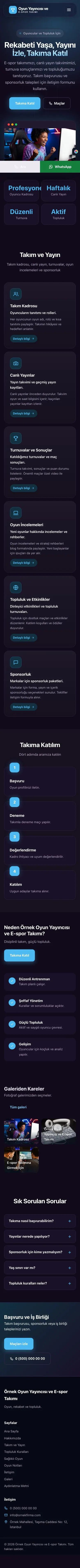 Koyu Modern Mor Mavi – Oyun Yayıncısı ve E-spor Takımı Web Sitesi mobil görünümü